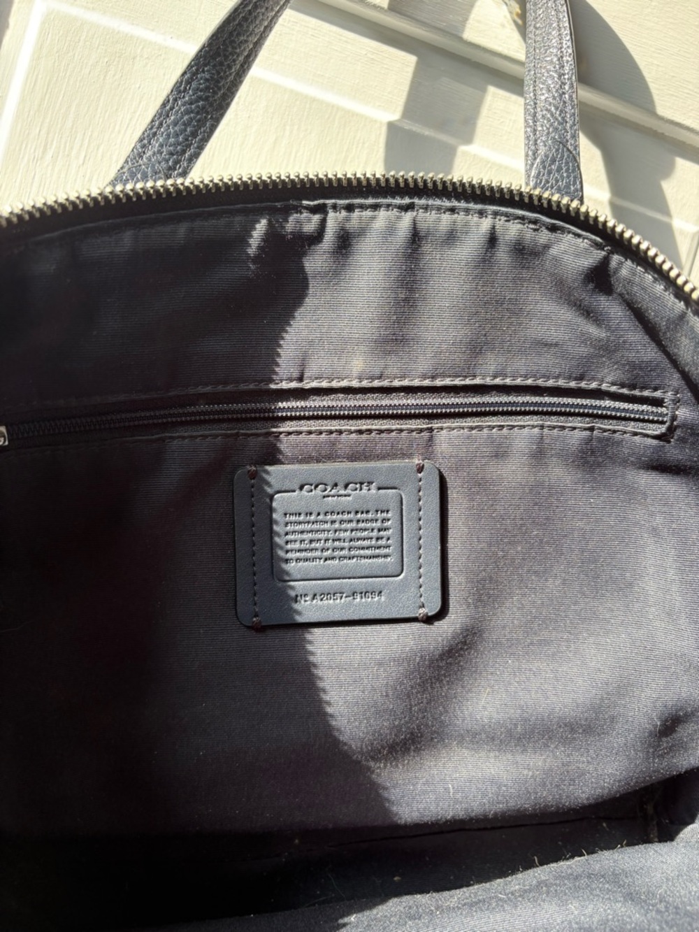 Coach Two-Tone Blue Denim Tote with Black Leather Trim - Picture 5 of 6